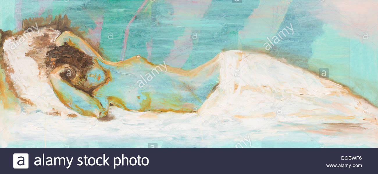 1300x601 Oil Painting Illustrating Beautifulked Woman Laying Down - Painting Of Woman Lying Down