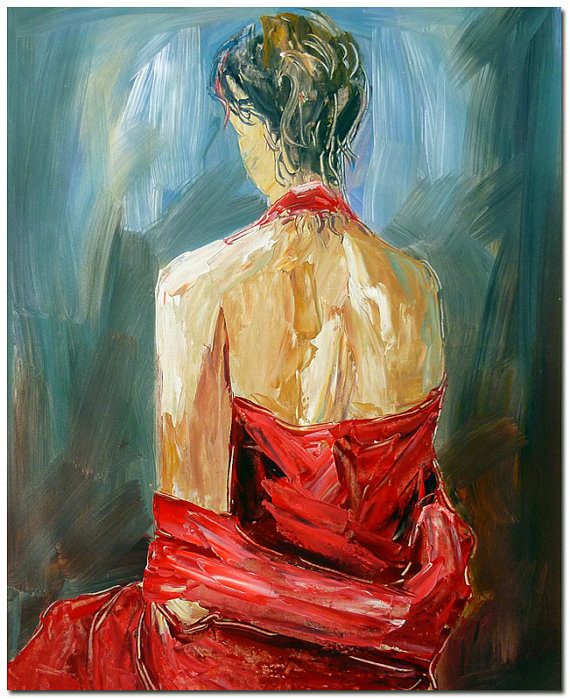 570x699 Woman's Back Hand Painted Modern Impressionist - Painting Of Womans Back