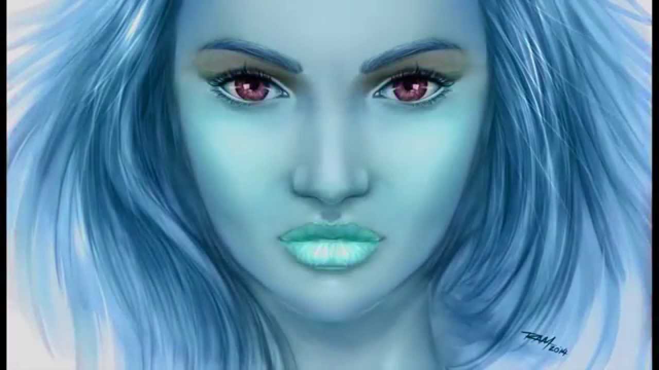 1280x720 Digital Painting Of Woman's Face With Color Shift Effect By Ram - Painting Of Womans Face