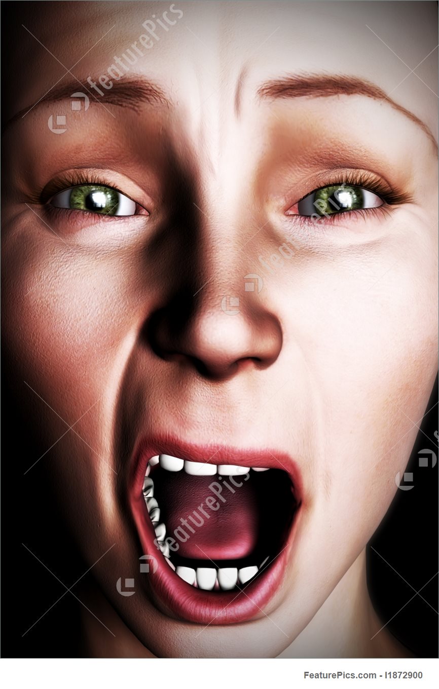 866x1360 Digital Woman's Face Screaming Illustration - Painting Of Womans Face