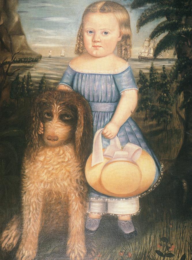666x900 Young Girl With Her Dog Painting By Susan C Waters - Painting Of Young Girl