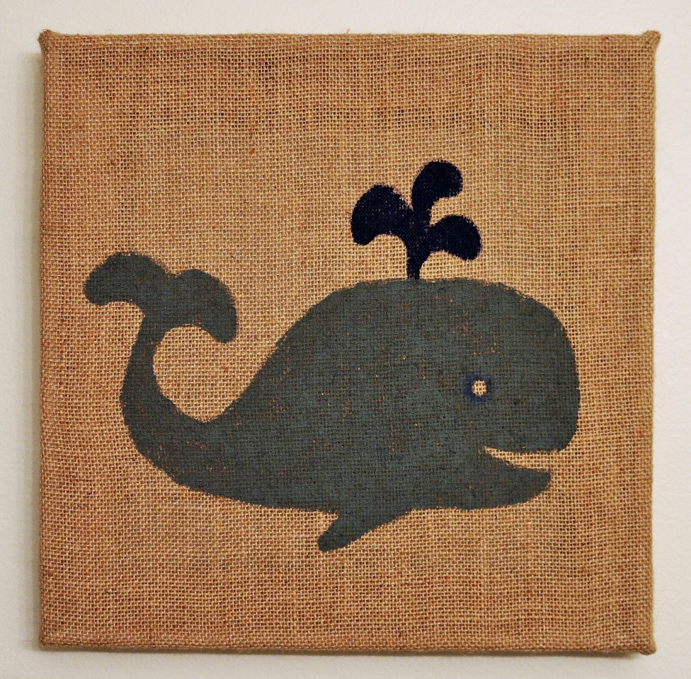 976x960 Hand Painted Happy Whale Burlap Painting Sea Nautical Baby Shower - Painting On Burlap