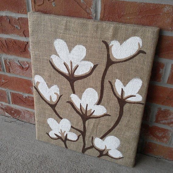 570x570 Cotton Boll Painting On Burlap 16x20 Canvas By Ydoodledesigns - Painting On Burlap