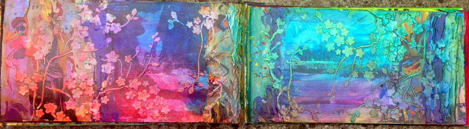 1600x443 Inktoxicated Completed Pages In My Class Art Journal - Painting On Corrugated Cardboard