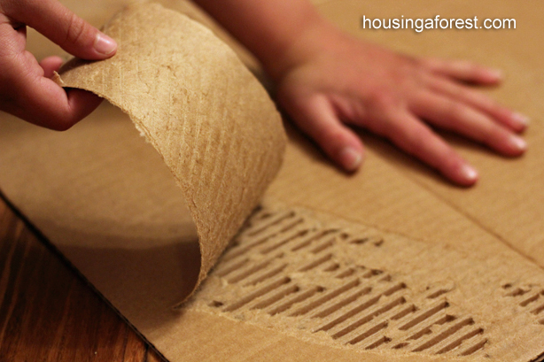 614x409 Cardboard Apple Trees Housing A Forest - Painting On Corrugated Cardboard