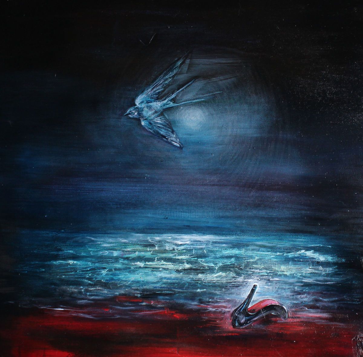 1200x1180 Journey (Swift) (Cecilia Ferreira) - Painting On Dark Water