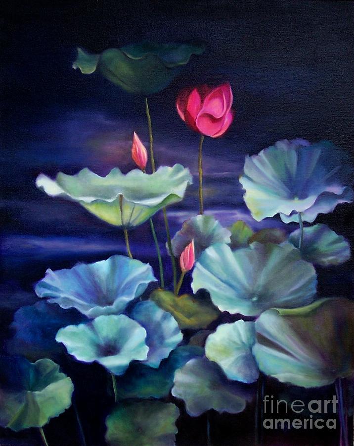 716x900 Lotus On Dark Water Painting By Marlene Book - Painting On Dark Water