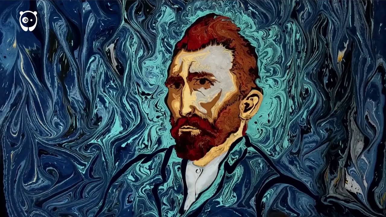 1280x720 Van Gogh's Starry Night Painted On Dark Water By Garip Ay - Painting On Dark Water