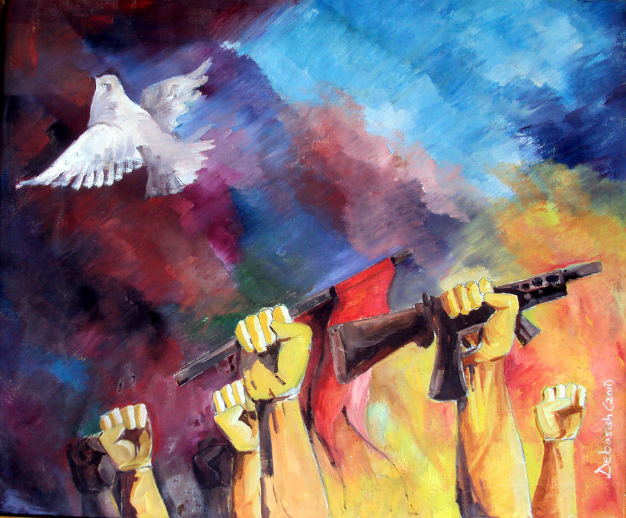 900x745 Fight For Freedom Painting By Debasish Das - Painting On Freedom