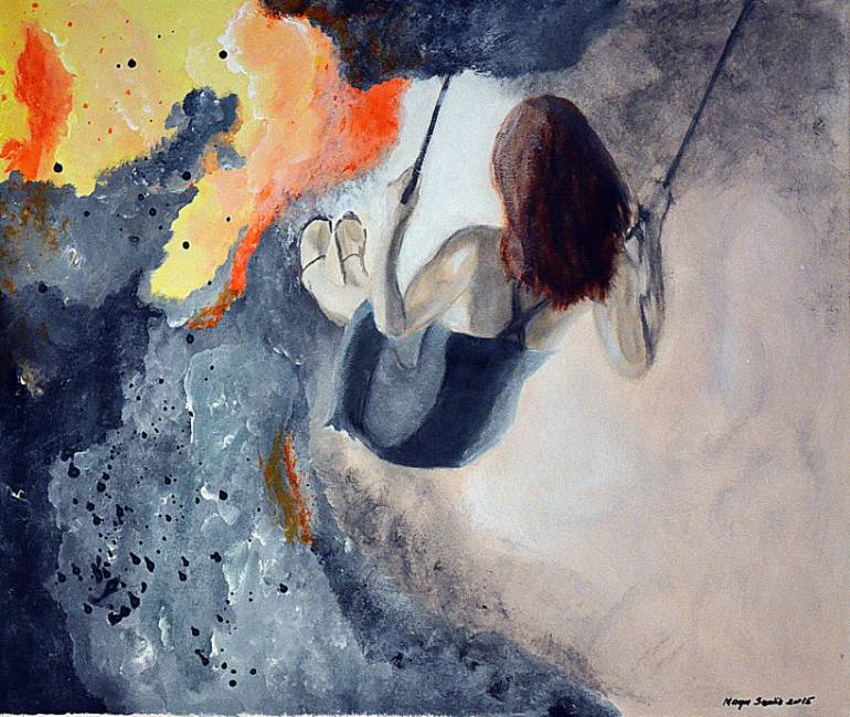 770x649 Saatchi Art Freedom In The Clouds Painting By Maga Smolik - Painting On Freedom