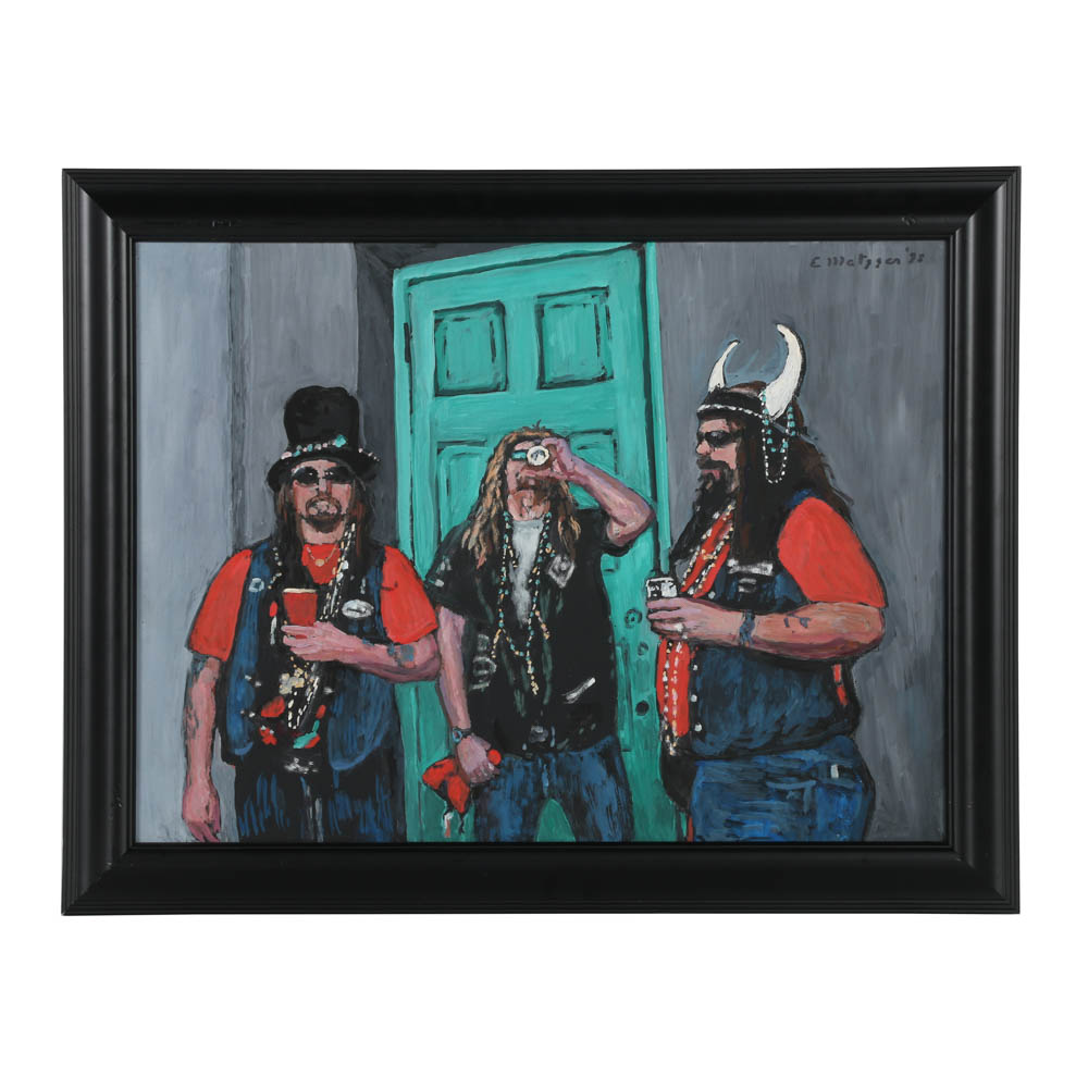 1000x1000 Evelyn Borchard Metzger Oil Painting On Masonite Of Three Men Ebth - Painting On Masonite