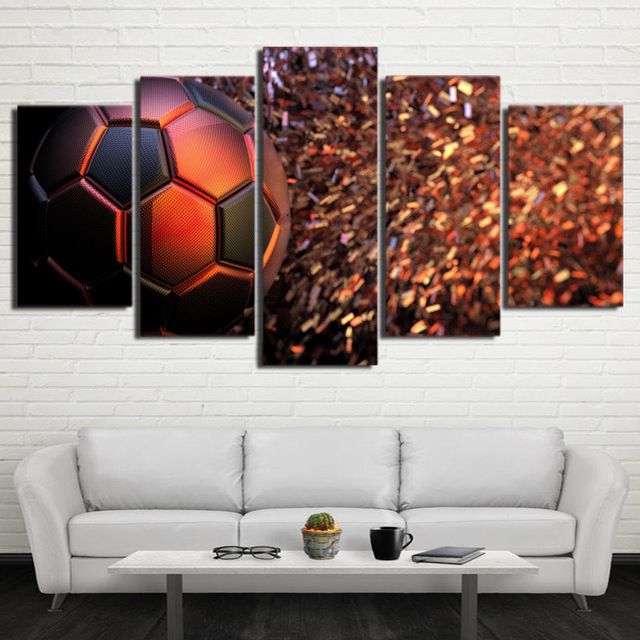 640x640 New Design Hd Football Wall Art Print Red Metal Texture Football - Painting On Metal Canvas