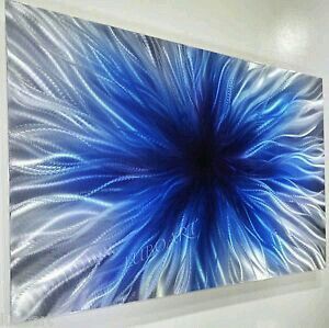 300x299 Beautiful Burst Of Blue Color Painting Idea. Bild Acrylic - Painting On Metal Canvas