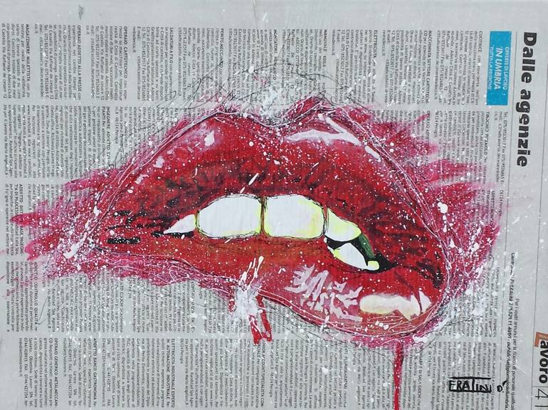 770x576 Saatchi Art Kiss Me Acrilyc On Canvas With Newspaper Painting By - Painting On Newspaper Canvas
