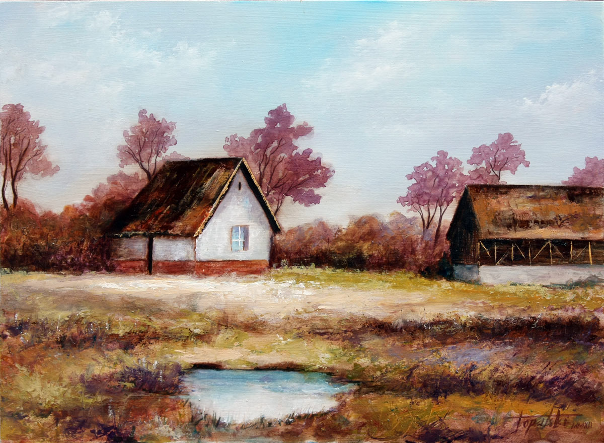 1200x880 Old Farm Houses Oil Painting Fine Arts Gallery - Painting On Old Painting
