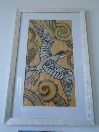 413x550 Painting On Parchment Paper Lot Art - Painting On Parchment Paper