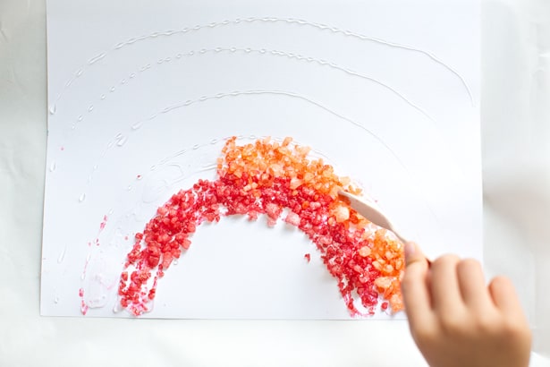 615x410 Rainbow Salt Crystal Painting - Painting On Parchment Paper