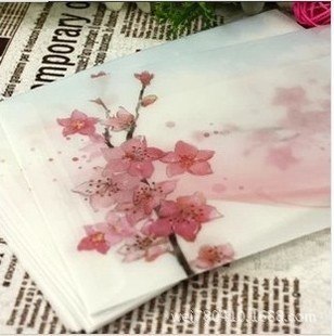308x310 5pcs Peach Blossom Painting Design Artificial Parchment Paper - Painting On Parchment Paper
