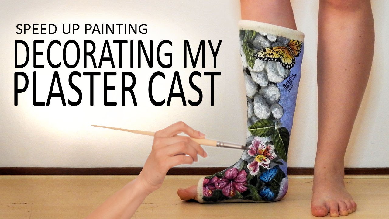 1280x720 Painting My Plaster Cast! (2) Butterflies On Leg Time Lapse - Painting On Plaster Art