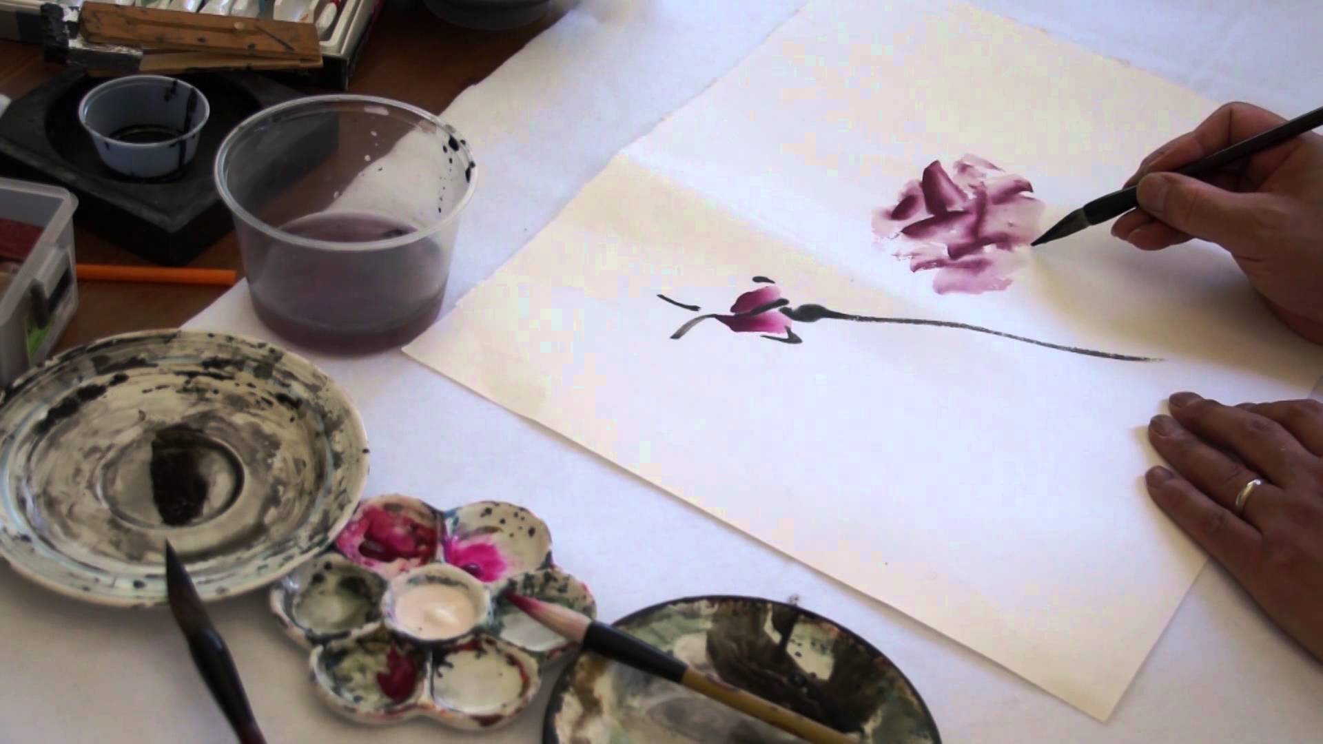 1920x1080 Painting Live Roses On Double Xuan Chinese Rice Paper(22) - Painting On Rice Paper