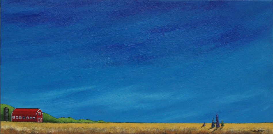 949x466 Mark Sharp Canadian Artist Prairie Blue Original Painting (Mshorg016) - Painting On The Prairies
