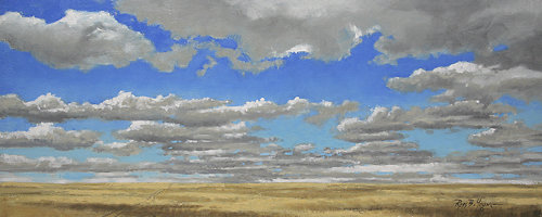 500x200 Prairie Tracks, Prairie Grasslands Artwork, Original Oil Painting - Painting On The Prairies