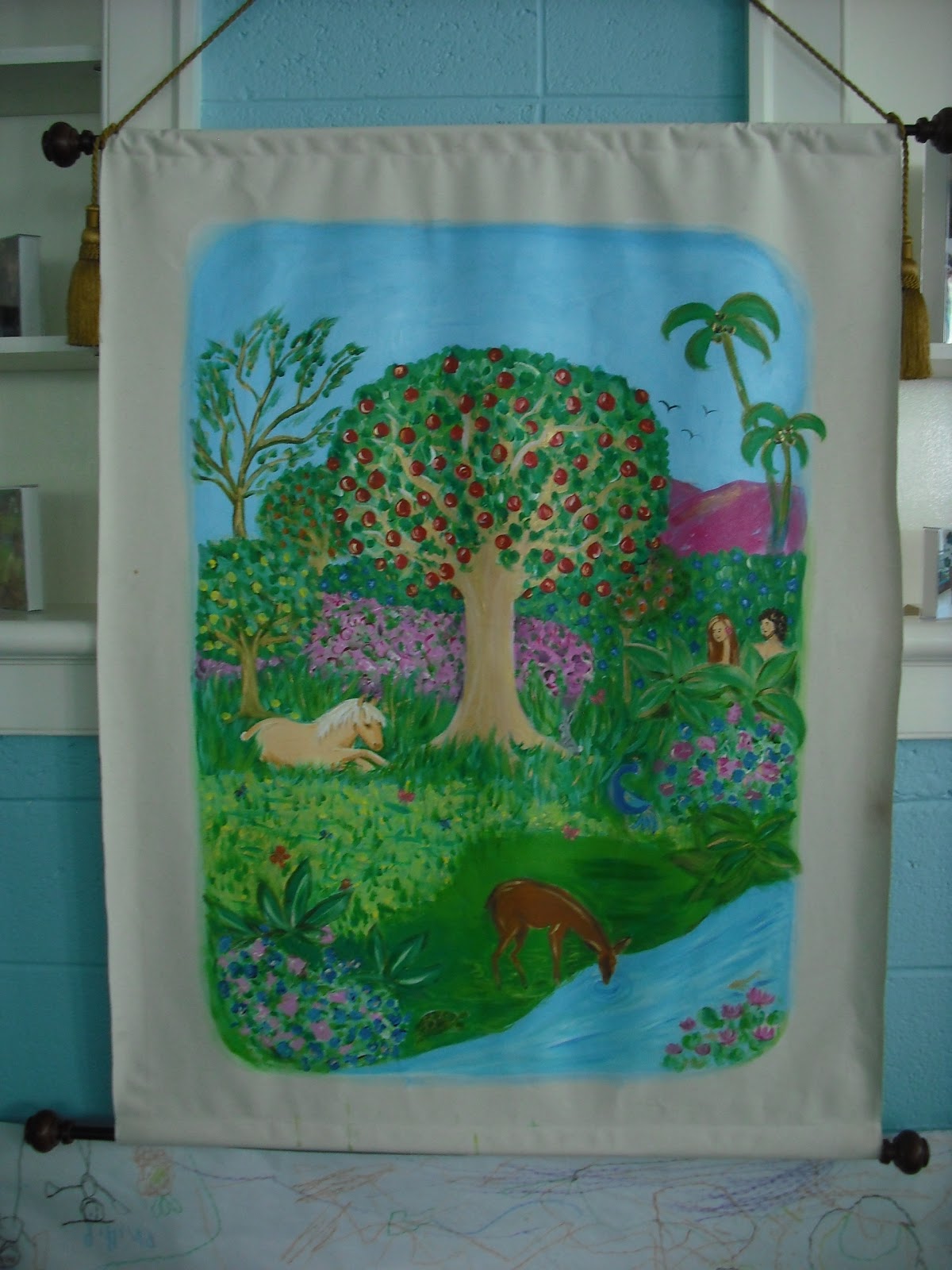 1200x1600 The Sparklit Garden Of Eden Amp How To Paint On Unstretched Canvas - Painting On Unstretched Canvas