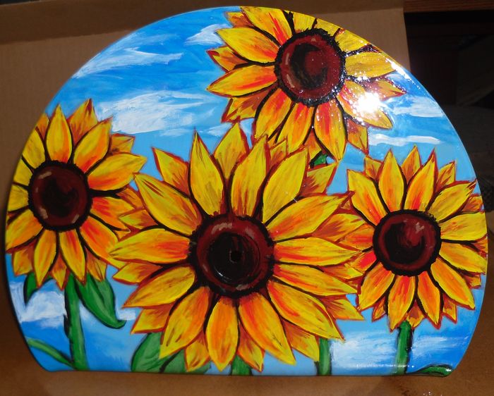 700x562 Sunflowers - Painting On Vinyl Records