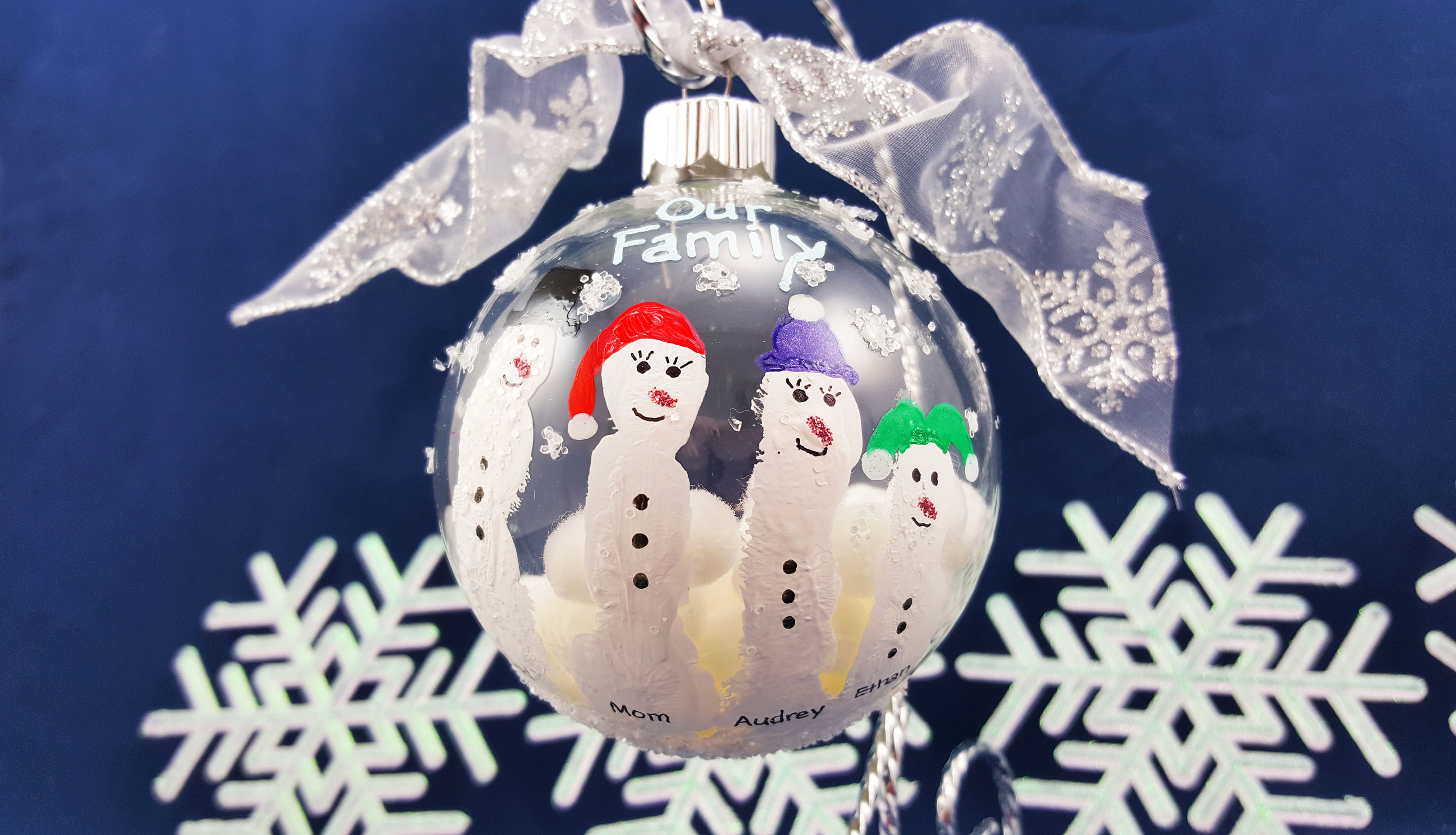2600x1492 A Handmade Kids Craft Finger Paint Snowman Family Ornaments - Painting Ornaments