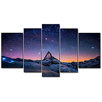 350x350 Fresh Look Color 5 Piece Wall Art Painting Starry - Painting Over Canvas Wall Art