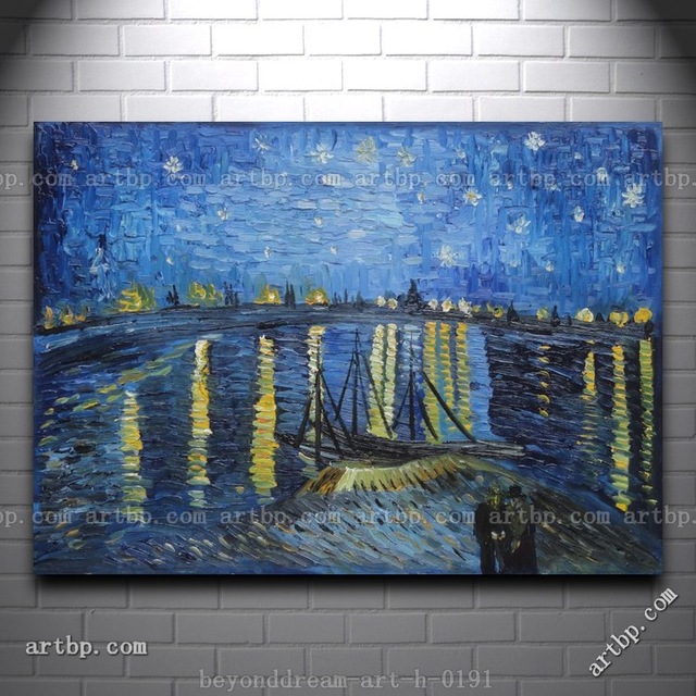 640x640 Starry Night Over The Rhone Van Gogh Replica Oil Painting Post - Painting Over Canvas Wall Art