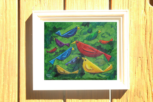 498x332 Original Art, Giclee Print, Gift For Her, Bird Lover, Acrylic Painting - Painting Over Giclee Print