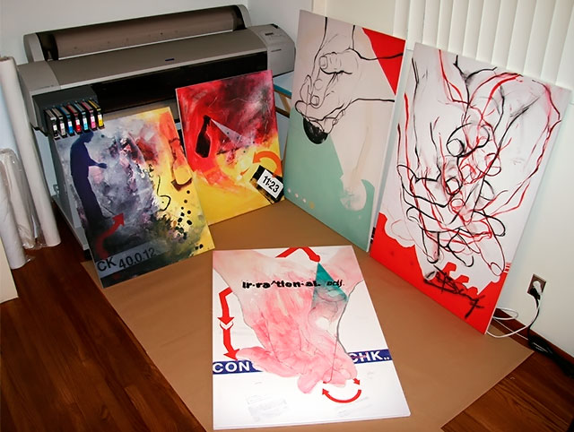 640x482 What Are Prints On Canvas Artist Dennis Ryan - Painting Over Giclee Print