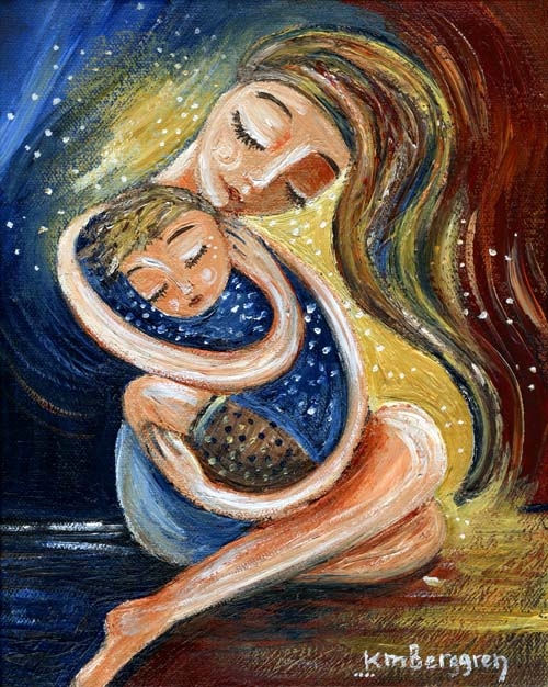 500x626 Print On Canvas, Archival, Original Painting, Hug, Embrace, Mother - Painting Over Photographs On Canvas