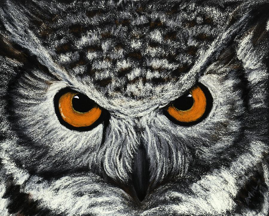 900x723 Owl Eyes Painting By Anastasiya Malakhova - Painting Owl Eyes