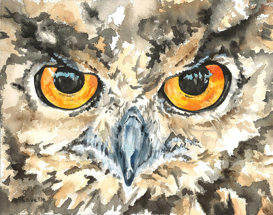 900x708 Owl Eyes Painting By Kimberly Lavelle - Painting Owl Eyes