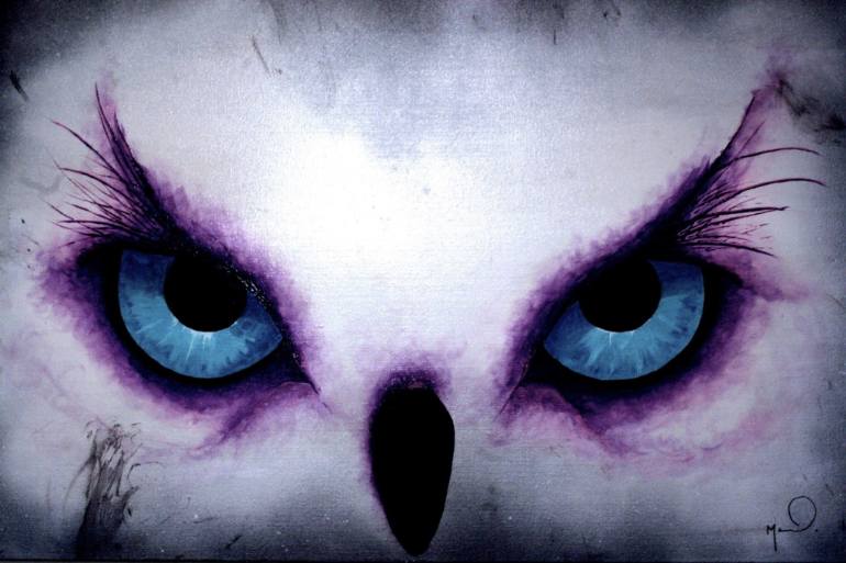 770x513 Saatchi Art Owl Eyes Painting By Michael Mckee - Painting Owl Eyes