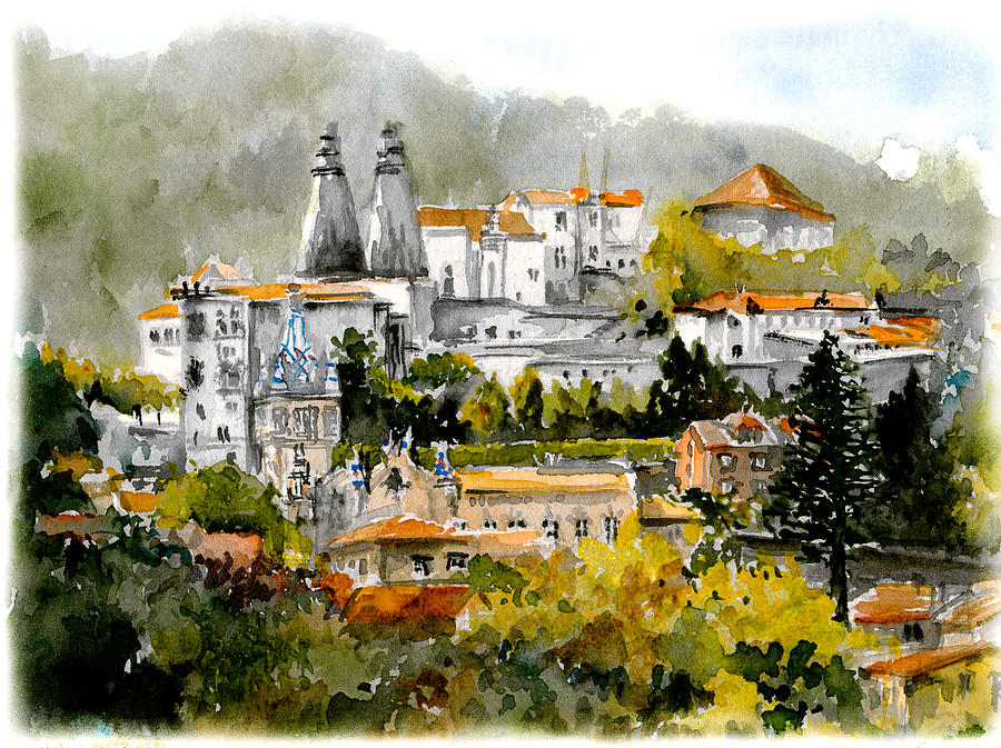 900x673 Sintra Center Palace Painting By Elena Petrova Gancheva - Painting Palace