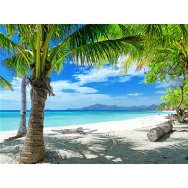 640x640 3d Diy Diamond Painting Palm Tree Amp Beach Cross Stitch Square - Painting Palm Beach