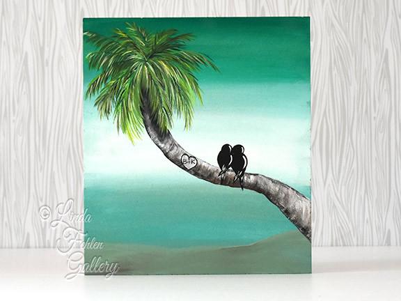 576x432 Tropical Love Birds Painting Palm Tree Painting Beach Themed - Painting Palm Beach