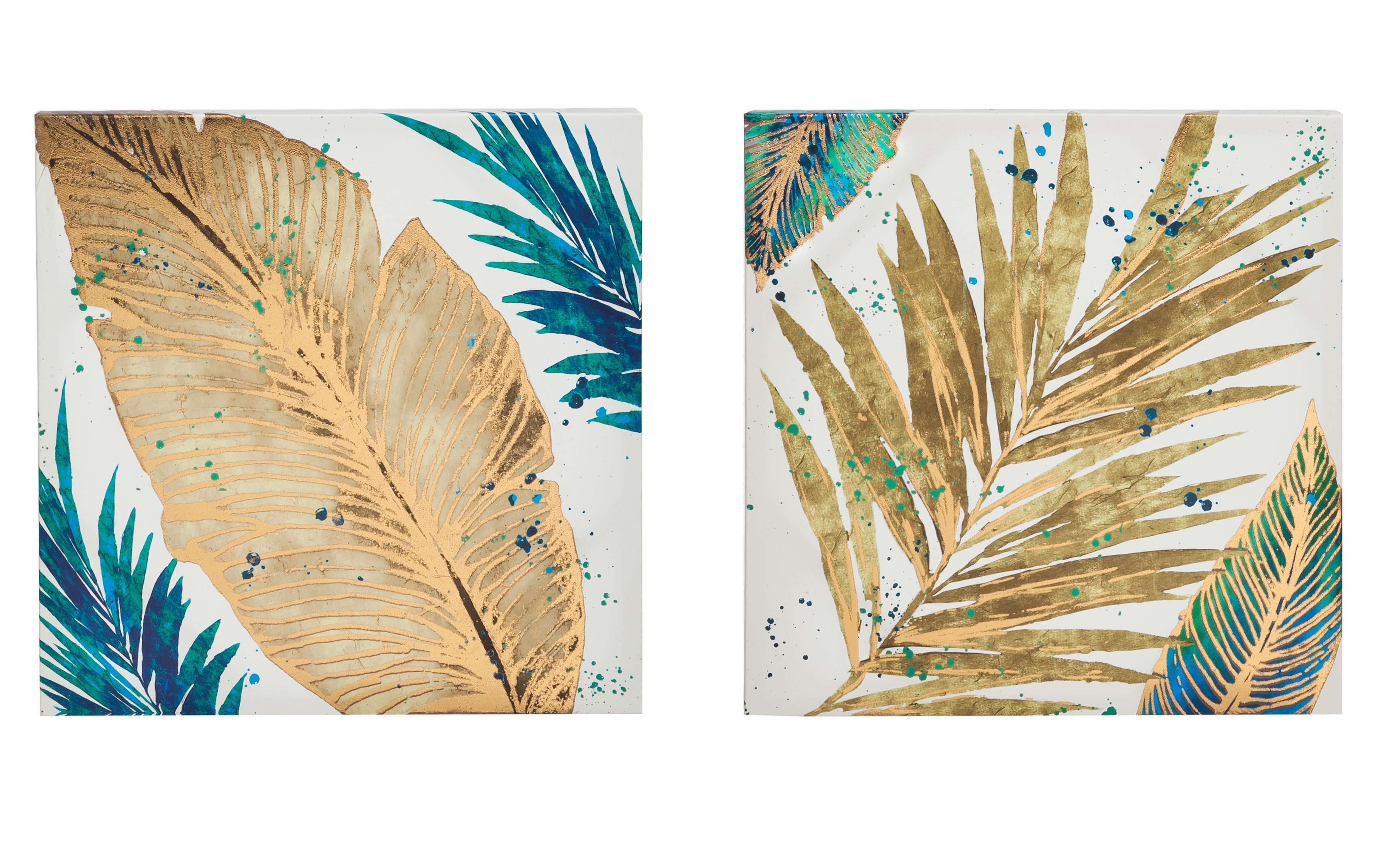 3624x2183 Mercer41 Foil Palm Leaves Painting Print On Canvas In Gold Wayfair - Painting Palm Fronds