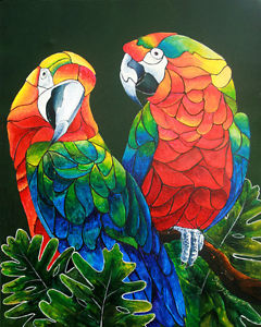 240x300 Original 16x20 Acrylic Bird Macaw Parrot Painting By Sherry - Painting Parrot
