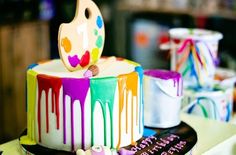 236x155 Rainbow Art Birthday Party Ideas Art Party Cakes - Painting Party Cake