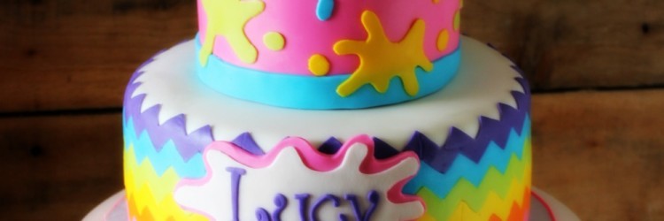 750x250 Rainbow Chevron Painting Party Cake - Painting Party Cake