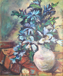 248x300 Original Mid Century Painting Flowers Barbara Leadabrand Pasadena - Painting Pasadena