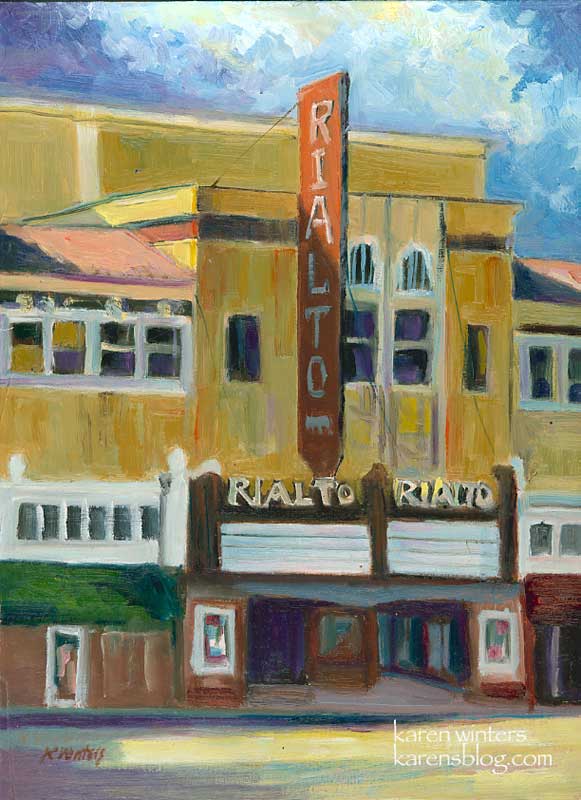 581x800 Rialto Theater South Pasadena Plein Air Oil Painting - Painting Pasadena