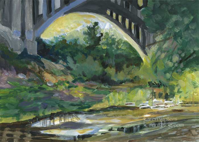 700x501 Arroyo Seco Pasadena Painting Beneath The Bridge Karen Winters - Painting Pasadena