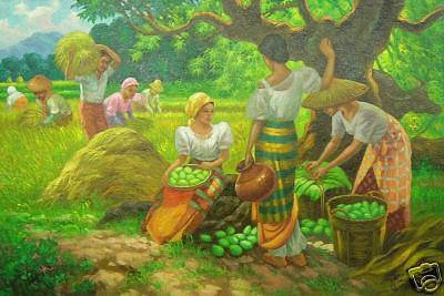 400x267 Harvest Season Amorsolo By Magpayo 24x36 Art Philippines Oil - Painting Philippines