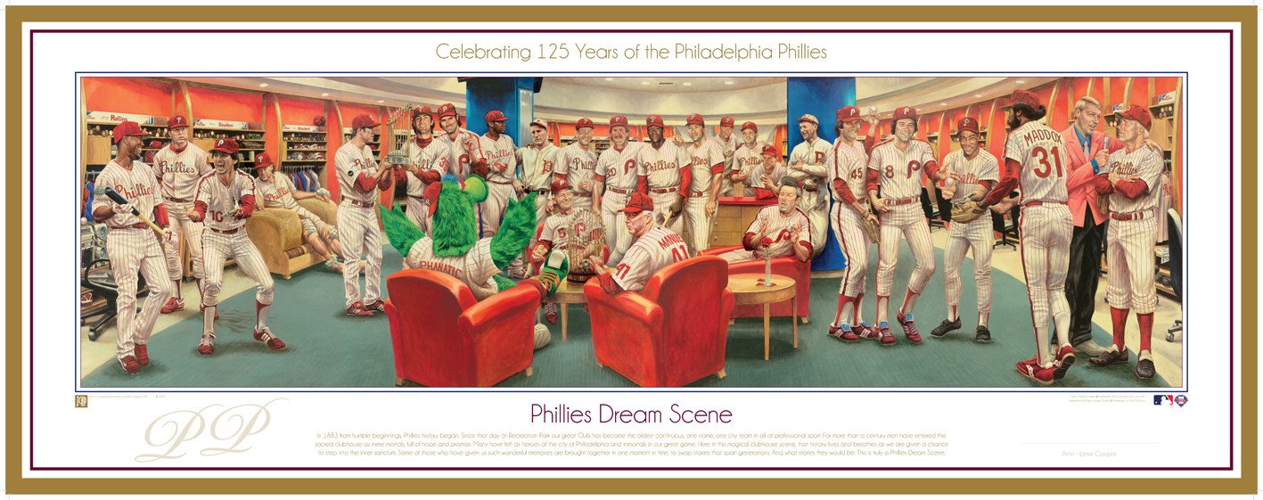 1417x561 Philadelphia Phillies Exclusive Dream Scene Lithograph Artwork - Painting Phillies