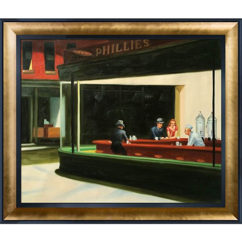 490x490 Tori Home Nighthawks,1942' By Edward Hopper Framed Painting - Painting Phillies